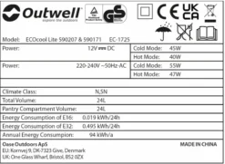 Outwell Ecocool Lite Elektrische Koelbox - 24 Liter - Donkerblauw -Buiten Kamperen 1068 1900 ecocool blauw 4