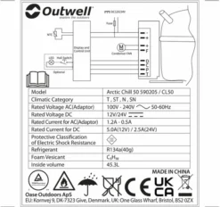 Outwell Arctic Chill 50 Compressor Koelbox - 45 Liter - Blauw -Buiten Kamperen 1069 1900 arctic chill 45 13