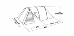Easy Camp Galaxy 400 Gold Red Tunneltent - 4 Personen -Buiten Kamperen 120355 galaxy 400 gold red drawing perspective2