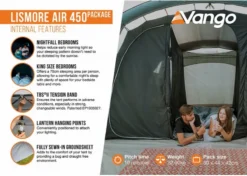 Vango Lismore Air 450 Opblaasbare Tunneltent - 4 Persoons - Groen -Buiten Kamperen 1900 1783 lismore air 450 package 4