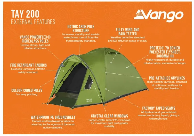 Vango Tay 200 Koepeltent - 2 Persoons - Groen 10 Vango Tay 200 Koepeltent - 2 Persoons - Groen - Afbeelding 8