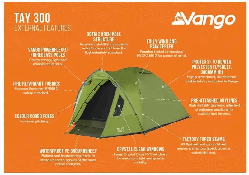 Vango Tay 300 Koepeltent - 3 Persoons - Groen 12 Vango Tay 300 Koepeltent - 3 Persoons - Groen - Afbeelding 10