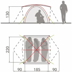 Vaude Campo Grande Koepeltent - 3-4 Persoons - Groen -Buiten Kamperen 1900 1883 14225 g 5