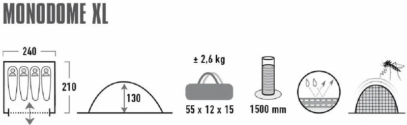 High Peak Monodome XL Koepeltent - 4 Persoons - Pearl 5 High Peak Monodome XL Koepeltent - 4 Persoons - Pearl - Afbeelding 3