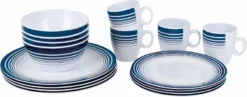 Bo-Camp Melamine Serviesset - 16-delig - Wit/Blauw