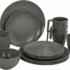 Bo-Camp Stone Melamine Serviesset - 16-delig - Grijs -Buiten Kamperen 900 1311 6181375